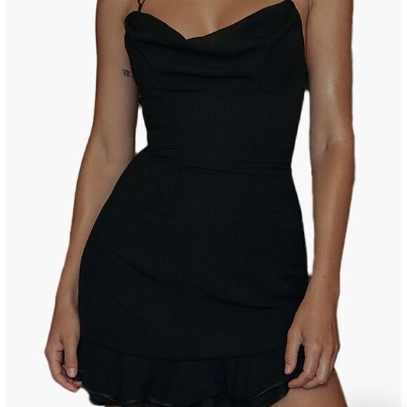 HOUSE OF CB 'Rossella' Buttercup Ruffle Mini Dress size L $255 - Picture 3 of 8